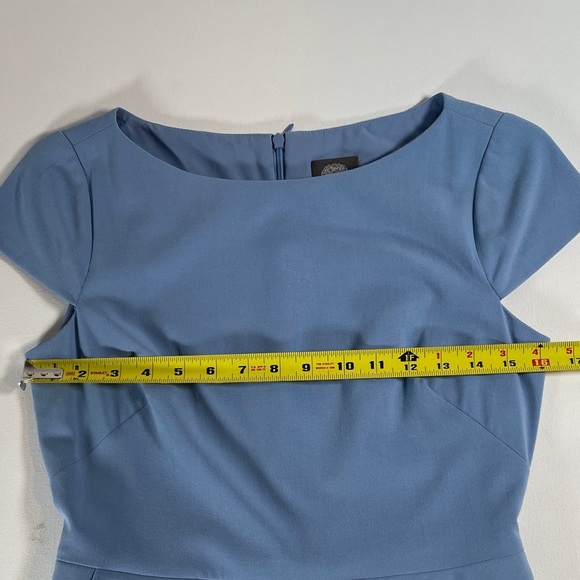 Vince Camuto Blue Cap Sleeve Asymmetrical Dress With Peplum Pencil Skirt- Size 4 - Picture 8 of 15